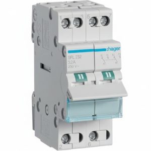 Перемикач I-II з загальним виходом знизу, 2-пол., 32А/230В (B)