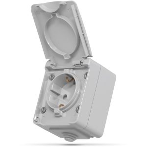 Розетка 1-а зовн. З/К зах. IP65 з З/К сіра BINERA "VIDEX"