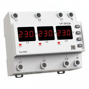 Реле напруги 63A, VP-3F63A M6R (Трифазне /три однофазних) DIN DigiTop