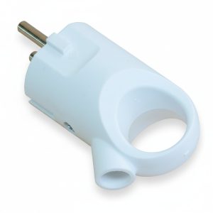 Вилка євро кутова з З/К з кільцем біла