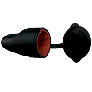 Розетка переносна з З/К з кришкою каучук чорна