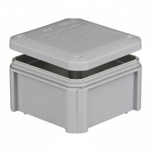 Коробка розподільча  90х90х52 IP55 зовнішня поліпроп.самозатух.850°С з суціл.стінками IB403 UNIKA