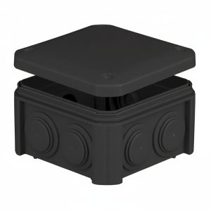 Коробка розподільча  90х90х52 IP55 зовнішня поліпр.самозат.850°С з сальник.гумов.чорн.IB401Vintage