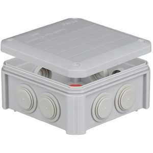 Коробка розподільча 114х114х57 IP55 зовнішня поліпроп.самозатух.850°С з сальник.гумов . IB601 UNIKA