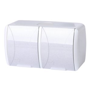 Розетка 2-а З/К зовн. IP54 e.aqua.1232.gr біла кришка