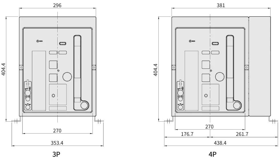 Габаритні розміри автоматичних вимикачів фірми ETI POWER 