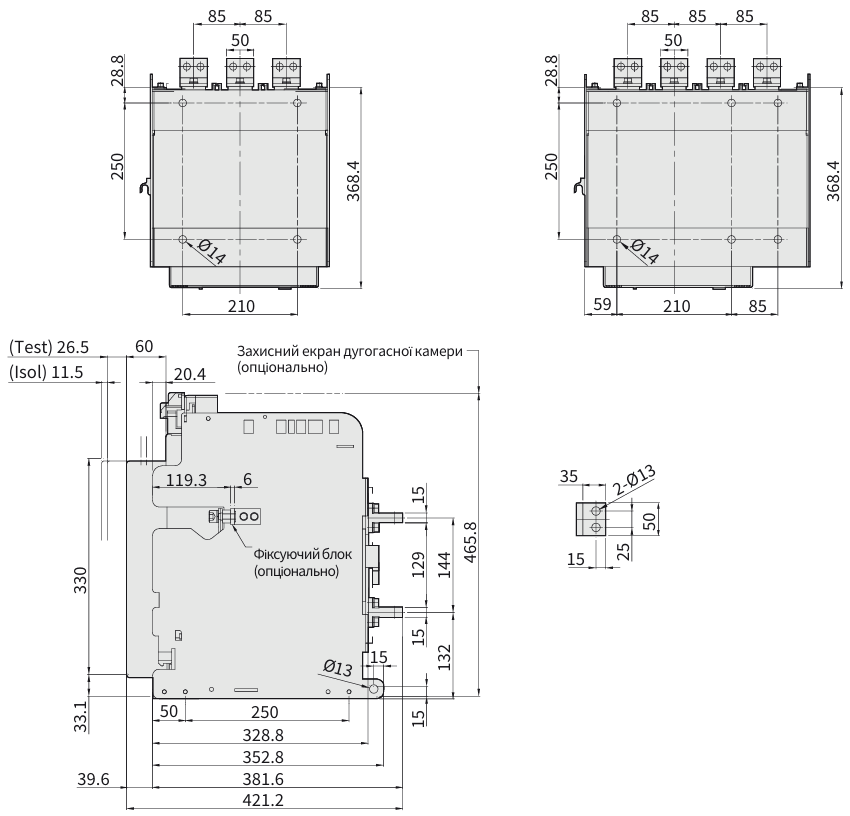 Габаритні розміри автоматичних вимикачів фірми ETI POWER 