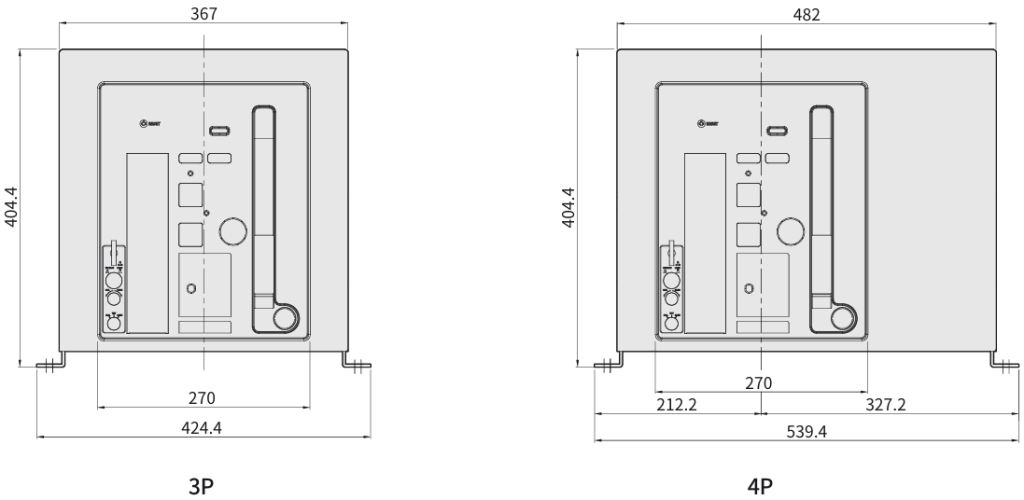 Габаритні розміри автоматичних вимикачів фірми ETI POWER 