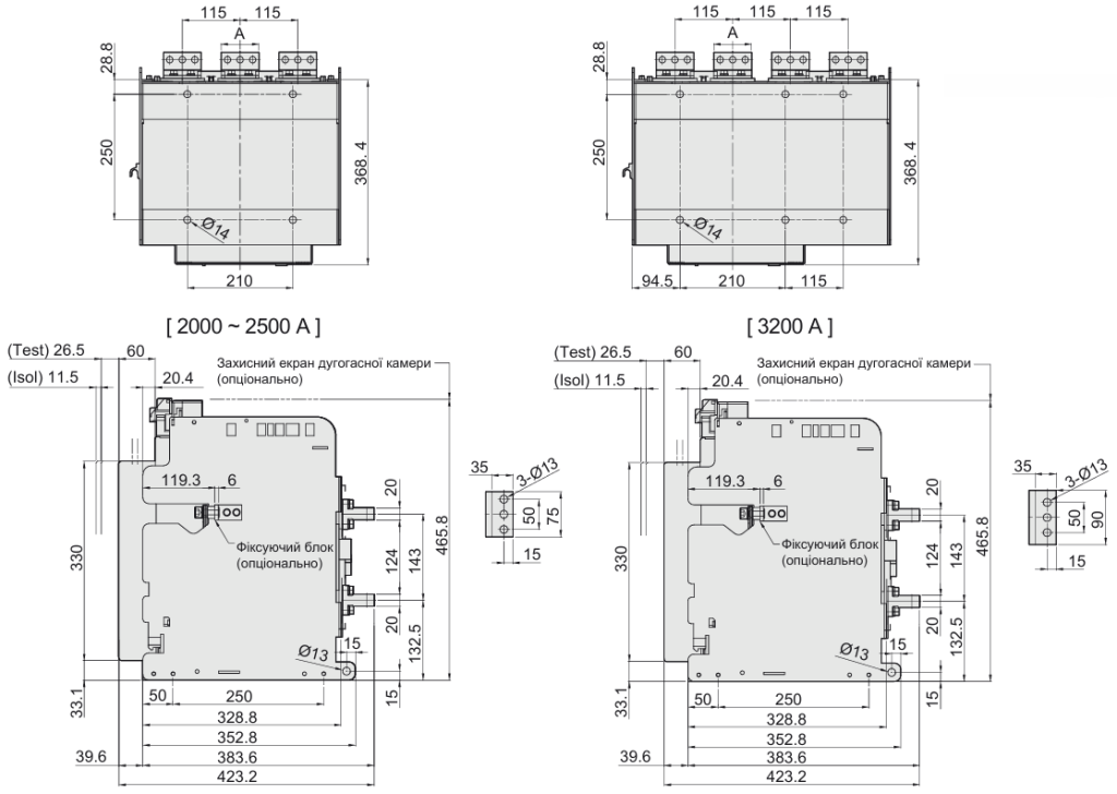 Габаритні розміри автоматичних вимикачів фірми ETI POWER 