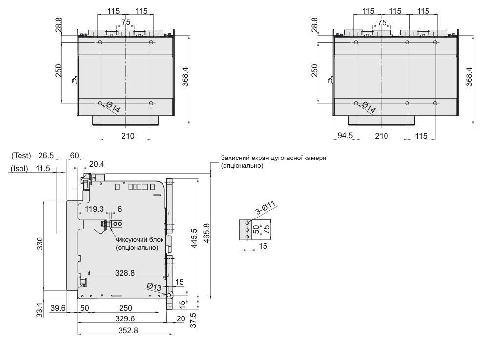 Габаритні розміри автоматичних вимикачів фірми ETI POWER 