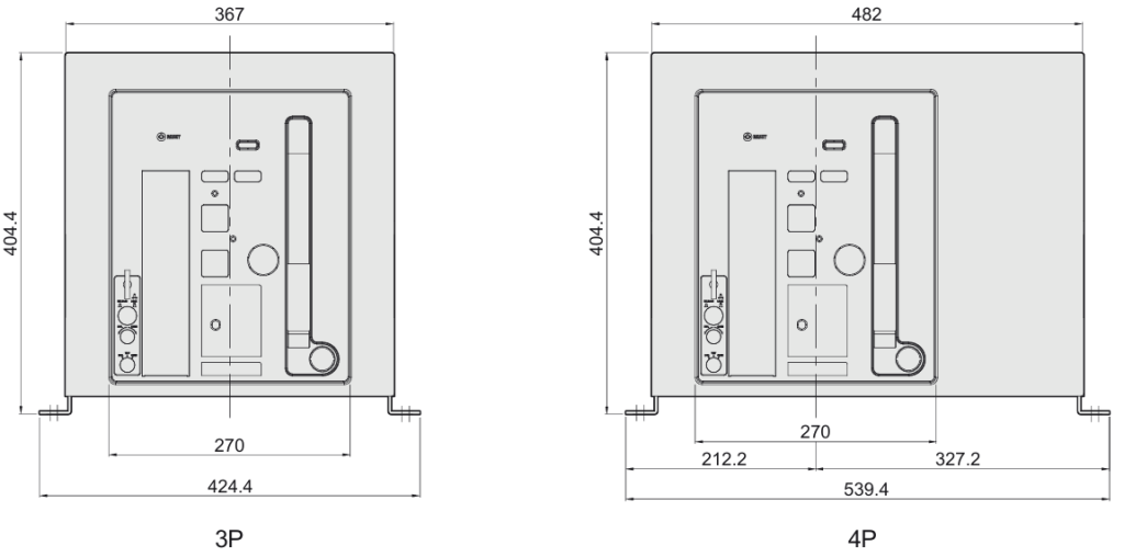 Габаритні розміри автоматичних вимикачів фірми ETI POWER 