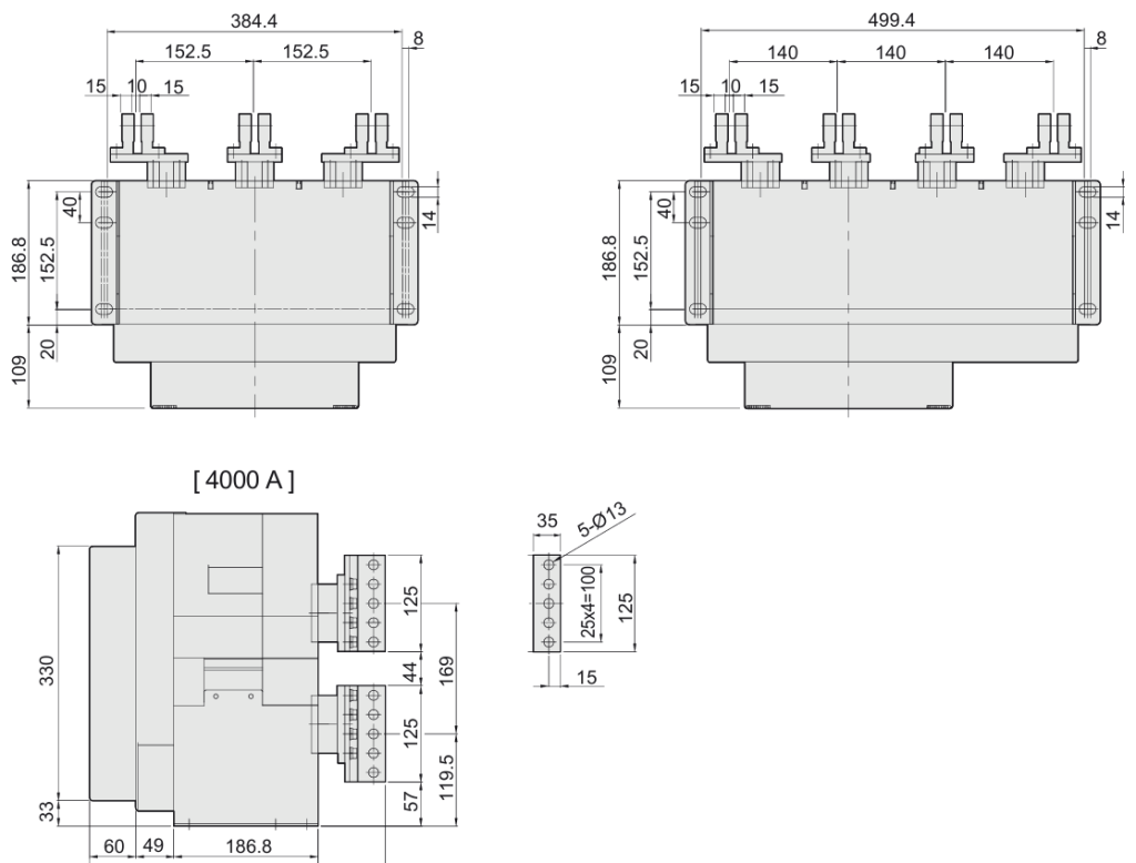 Габаритні розміри автоматичних вимикачів фірми ETI POWER 