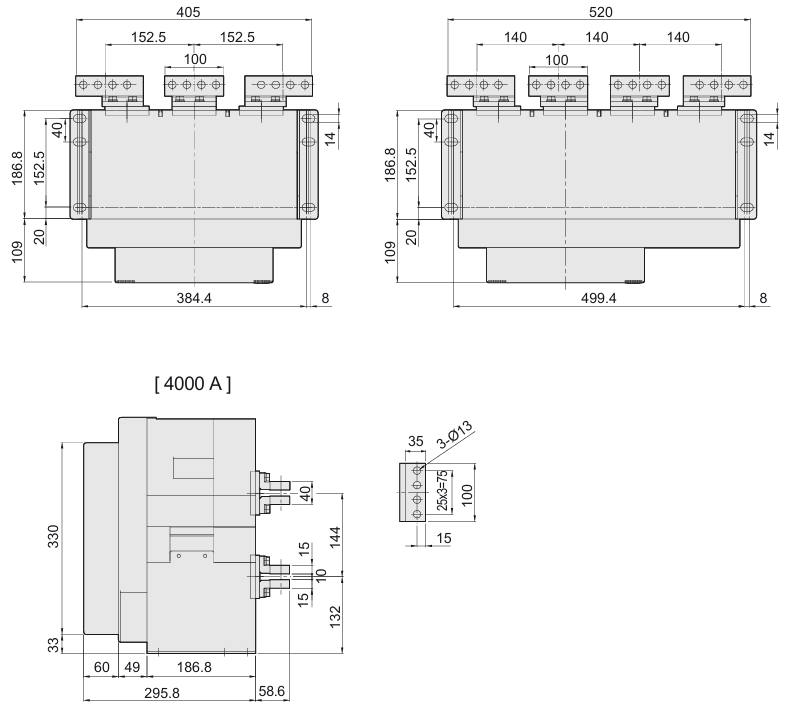 Габаритні розміри автоматичних вимикачів фірми ETI POWER 