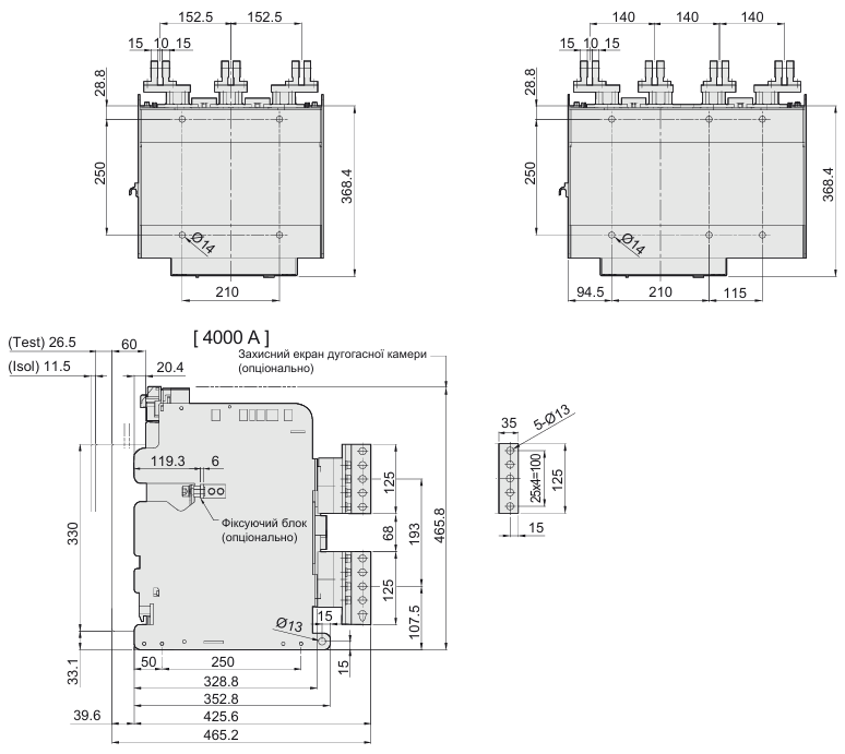 Габаритні розміри автоматичних вимикачів фірми ETI POWER 