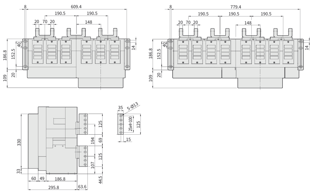 Габаритні розміри автоматичних вимикачів фірми ETI POWER 