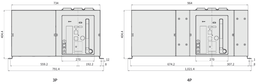 Габаритні розміри автоматичних вимикачів фірми ETI POWER 