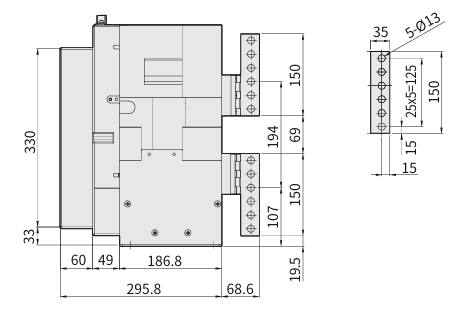 Габаритні розміри автоматичних вимикачів фірми ETI POWER 