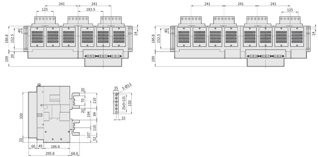 Габаритні розміри автоматичних вимикачів фірми ETI POWER 