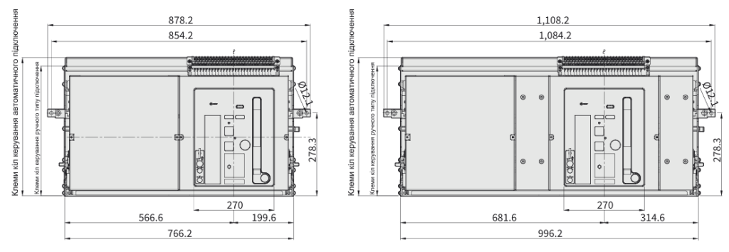 Габаритні розміри автоматичних вимикачів фірми ETI POWER 