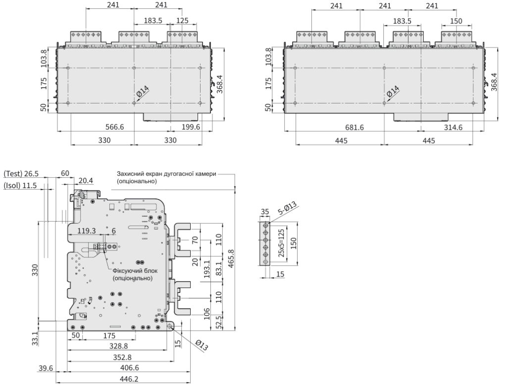 Габаритні розміри автоматичних вимикачів фірми ETI POWER 
