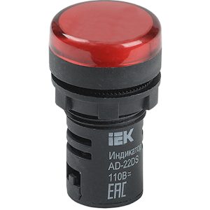 Лампа AD22DS(LED)матриця d22мм червона 12В AC/DC "IEK"