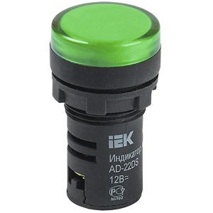 Лампа AD22DS(LED)матриця d22мм зелена 12В AC/DC "IEK" (розпродаж)