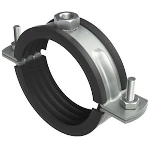 Хомут трубний 42-47мм, з гайкою М8, оцинкована сталь, з гумовим ущільнювачем