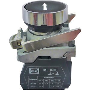 Вимикач кнопковий металевий FP4-BA3351 1NО (біла стрілка вгору, чорний)