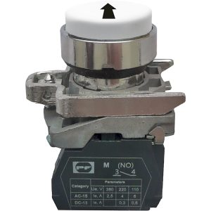 Вимикач кнопковий металевий FP4-BL3341 1NО (чорна стрілка вгору, білий)