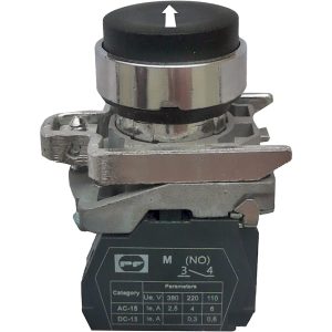 Вимикач кнопковий металевий FP4-BL3351 1NО (біла стрілка вгору, чорний)