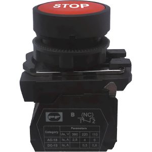 Кнопка пластиковая без фиксации FP5-AA4342 1НЗ (СТОП, красный)