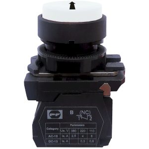 Вимикач кнопковий пластиковий FP5-AL3341 1NO (чорна стрілка вгору, білий)
