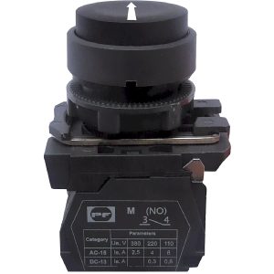 Вимикач кнопковий пластиковий FP5-AL3351 1NO (біла стрілка вгору, чорний)