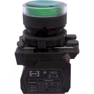 Вимикач кнопковий пластиковий FP5-AW3361230 1NO (зелений)