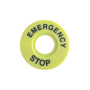 Інформаційна пластикова бірка для кнопкового вимикача  "аварійний стоп" FPES