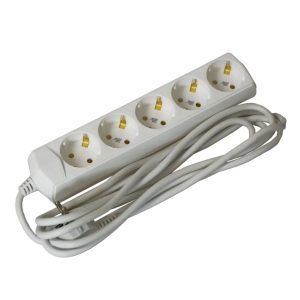 Подовжувач 5гн 3м З/К 2P+PE 3х1мм2 10А/250В "UEC"