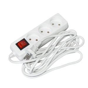 Подовжувач 3гн 3м без З/К У3 + вимикач (2х0.75мм2) "UEC"