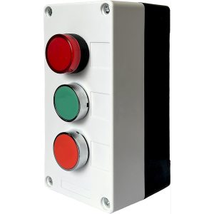 Пост кнопковий тримісний FP4-BOX3W012 з кнопками «Зелений/Червоний» та індикатором 230V