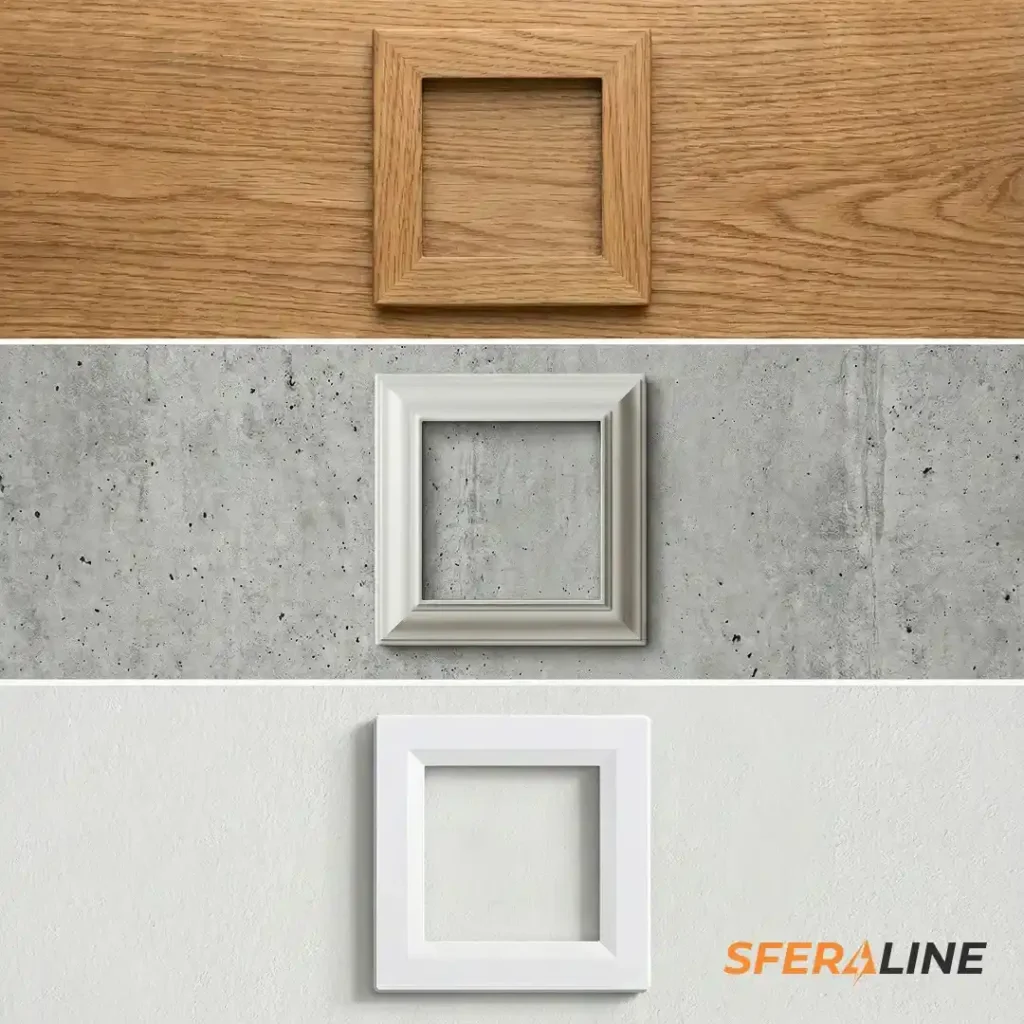 Какая рамка лучше для розетки и выключателя | Деревянная, металлическая или пластиковая