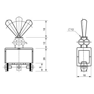 Переключатель ТВ 1122 (3 полюса - 3 контакта)