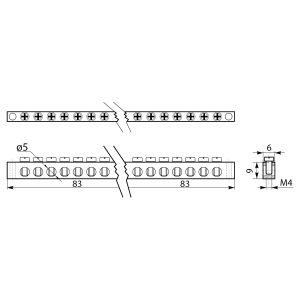 Шина нульова 6х9 10/2 отв. бруском