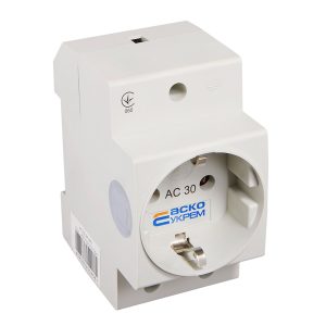 Розетка 1-местная с заземляющим контактом на DIN-рейку АС30