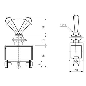 Переключатель ТВ 1121 (2 полюса - 3 контакта)
