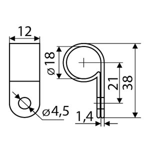 Скоба-хомут кабельный под винт 3/4R d18 (100шт)