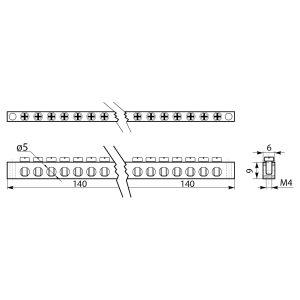Шина нулевая 6х9 18/2 отв, бруском
