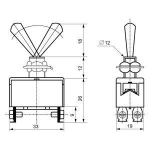 Переключатель ТВ 1221 (2 полюса - 4 контакта)