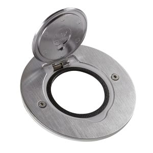 Розеточний модуль в підлогу 2 мод. Legrand круглий  нержавіюча сталь IP44