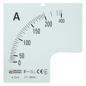 Шкала 200/5А для амперметра А-72-6