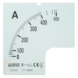 Шкала 400/5А для амперметра А-72-6