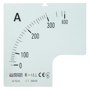 Шкала 300/5А для амперметра А-72-6